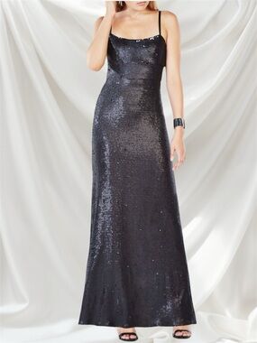 BCBG MaxAzria Gisselle Black Sequin Shimmer Sheath Evening Gown - Size XS - NWT